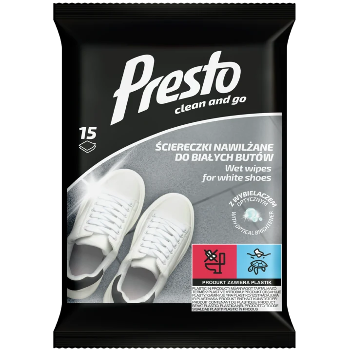 PRESTO - Clean And Go Sciereczki Nawilzane Bialych Butow  15