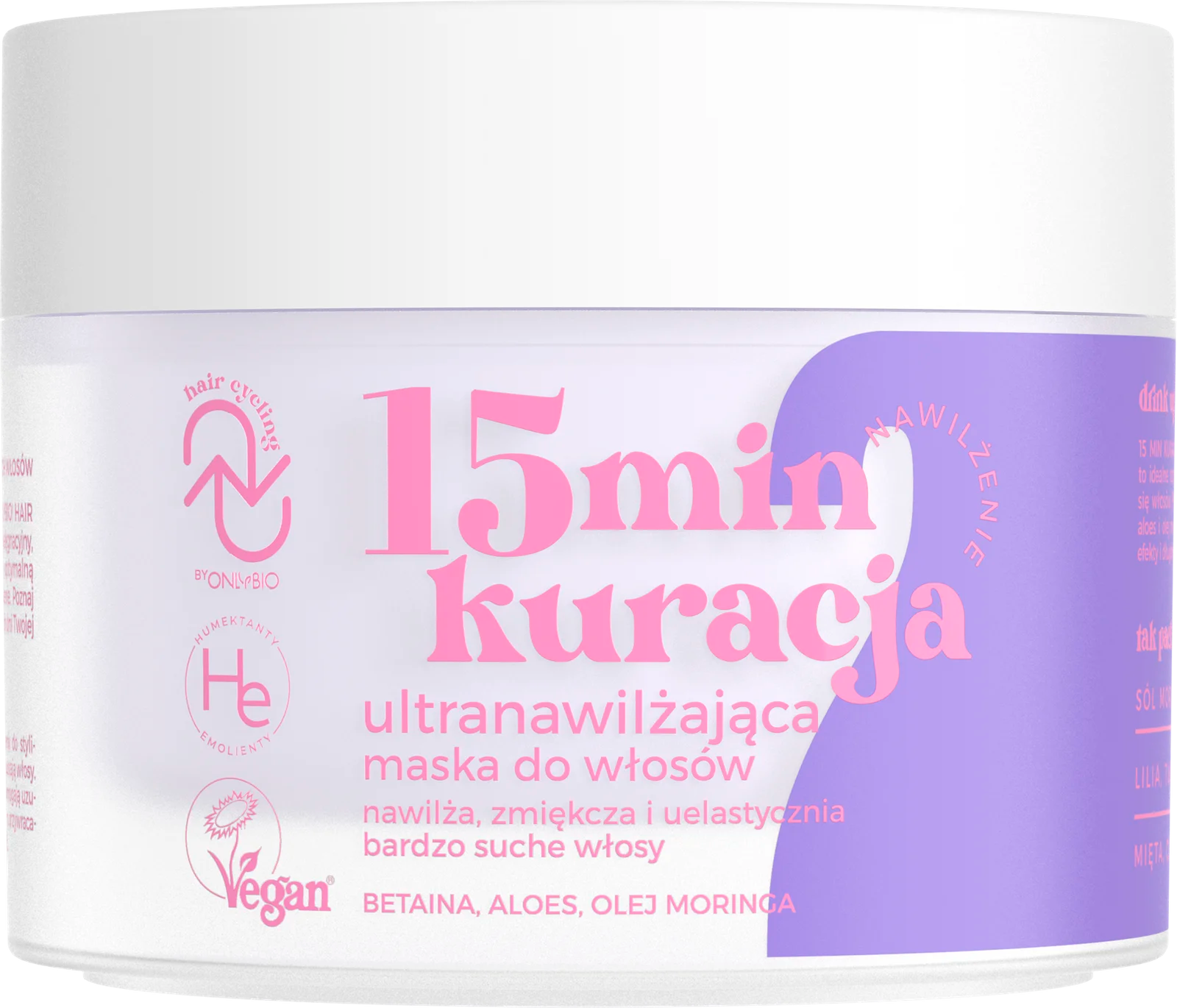ONLYBIO Nawilżenie 15minutowa Kuracja Ultranawilżająca Maska do Włosów 280ml