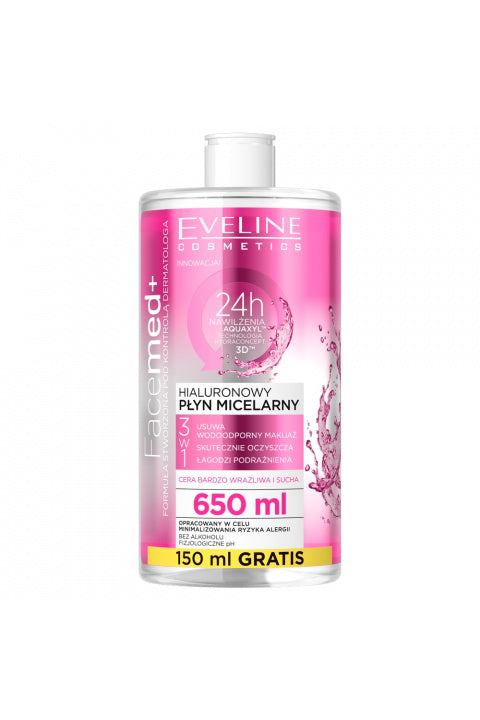 EVELINE 3W1 Facemed+ Hialuronowy Płyn Micelarny 650 ml