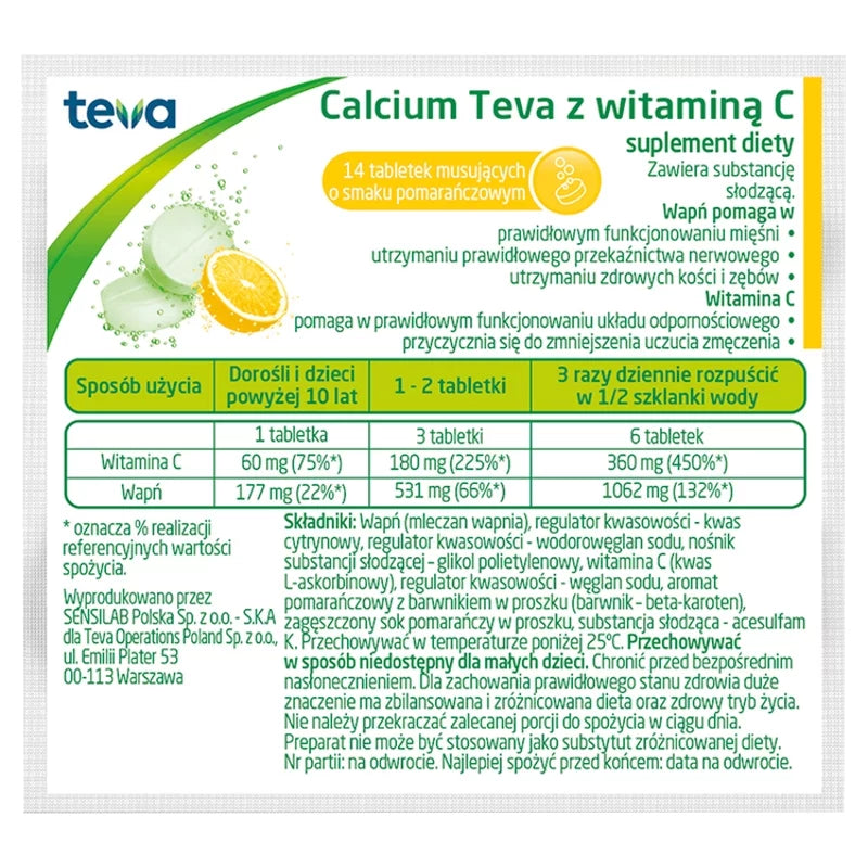 TEVA Calcium Z Witaminą C 14 Tabletek