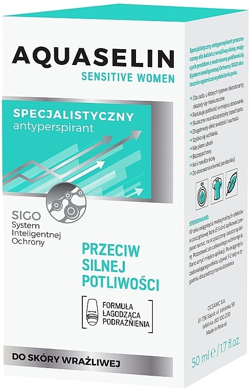 AQUASELIN SENSITIVE WOMEN ANTYPERSPIRANT PRZECIW SILNEJ POTLIWOŚCI 50 ML