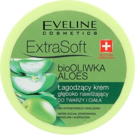 Eveline Extra Soft Body Crem łagodzący krem głęboko nawilżający do twarzy i ciała bio oliwka i aloes 175ml