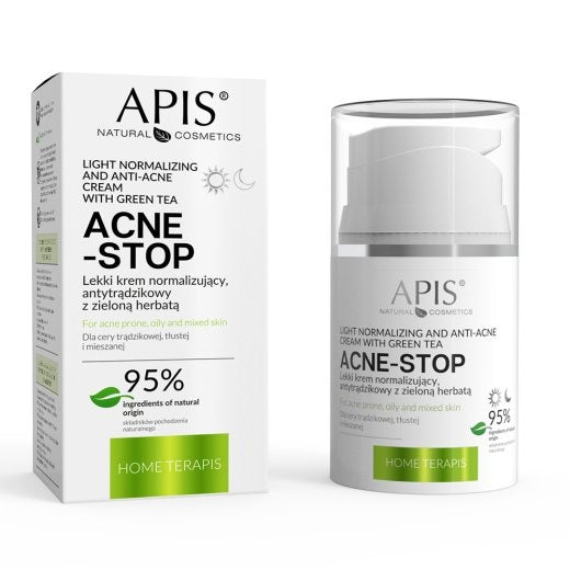 APIS - ACNE-STOP Home TerApis Lekki Krem Normalizujący, Antytrądzikowy z Zieloną Herbatą 50 ml