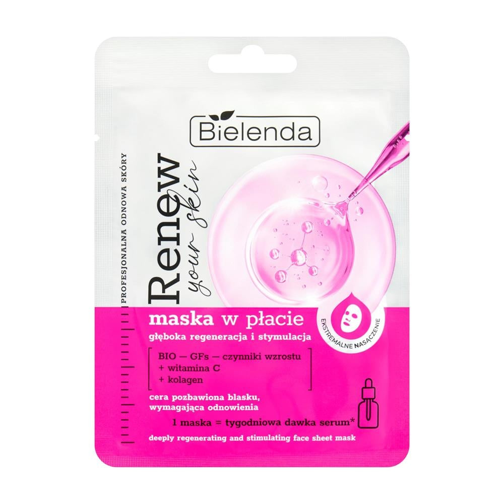 BIELENDA Renew Your Skin Maska W Płacie -Głęboka Regeneracja 17g
