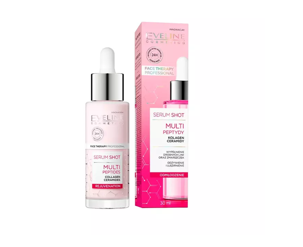 EVELINE Serum Shot Kuracja Multipeptydy Na Twarz, Szyję I Dekolt 30ml