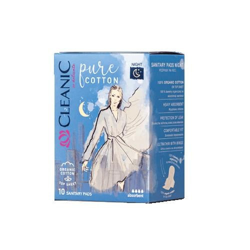 CLEANIC Pure Cotton Podpaski Na Noc 10sztuk