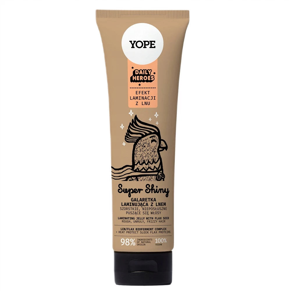 YOPE -DAILY HEROES SUPER SHINY GALARETKA LAMINUJ ĄCA Z LNEM DO W ŁOSÓW 140ML