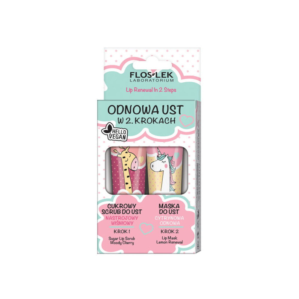VEGE LIP CARE ZESTAW ,Odnowa Ust w 2 Krokach (Cukrowy Scrub Nastrojowy Wiśniowy+ Maska Do Ust Cytrynowa Odnowa) 2x